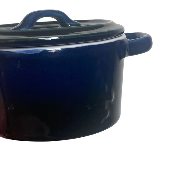 Sur La Table La Marque 84 Mini Covered Baker Ramekin Pair Navy Blue Stoneware - Picture 5 of 10